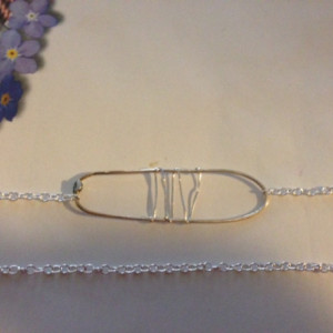  Oval Rectangle chain sterling silver pendant 