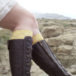 Yellow Lace Boot Cuffs