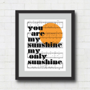 You Are My Sunshine Typographic Print - 8x10