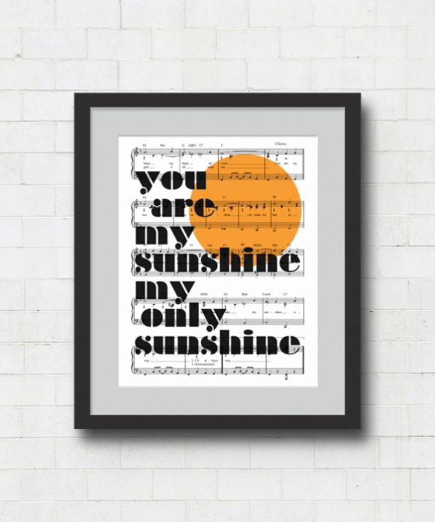 You Are My Sunshine Typographic Print - 8x10