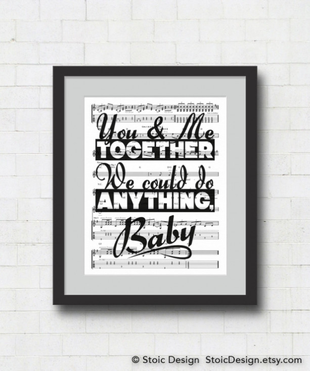 Dave Matthews Band : You & Me Together We Could Do Anything, Baby - 8x10" Typography Song Lyrics on Sheet Music Wall Art Print - You and Me