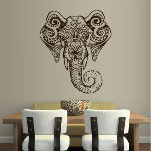 Wall Vinyl Sticker Decals Decor Art Bedroom Design Mural Ganesh Om Elephant Tatoo Head Mandala Tribal (Z1960)