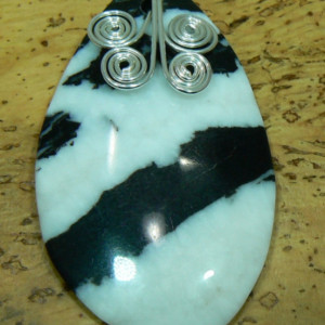 Zebra Jasper Pendant with Handmade Spiral Bail