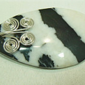 Zebra Jasper Pendant with Handmade Spiral Bail